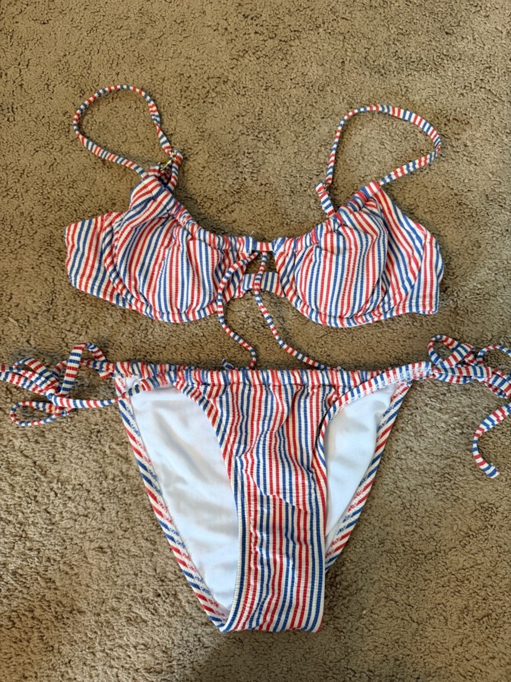 Xhilaration Red, White & Blue Striped Bikini
